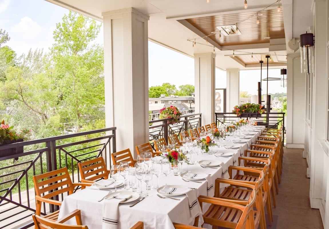 Mezzanine-Level Porches for Outdoor Dining and Private Events