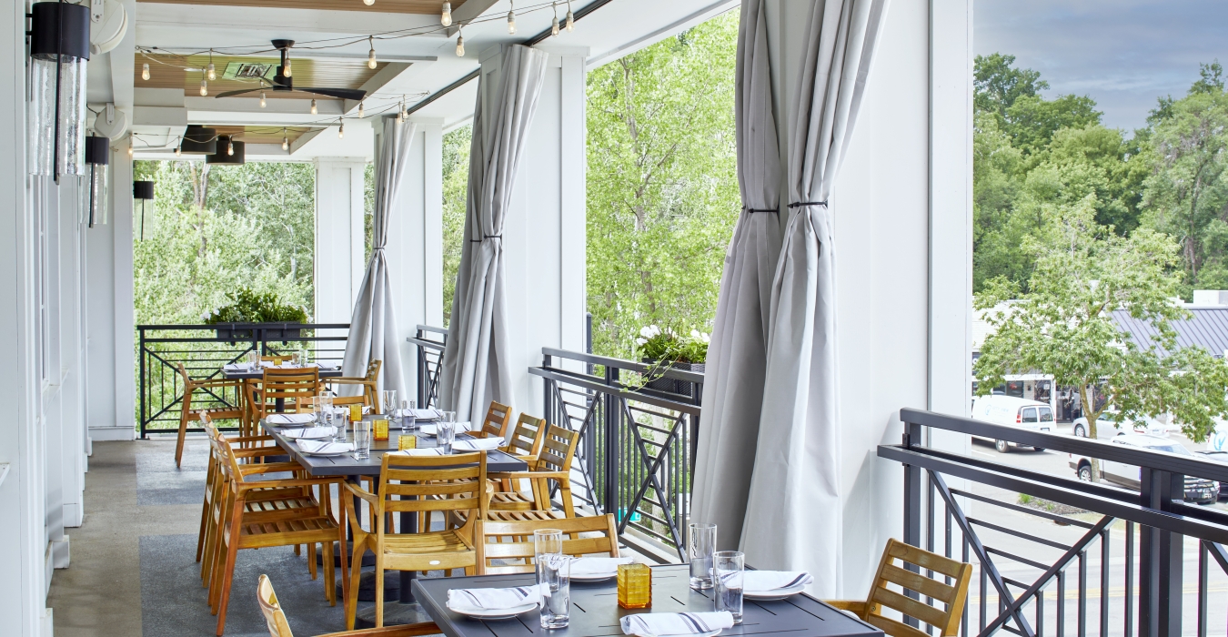 Mezzanine-Level Porches for Outdoor Dining and Private Events