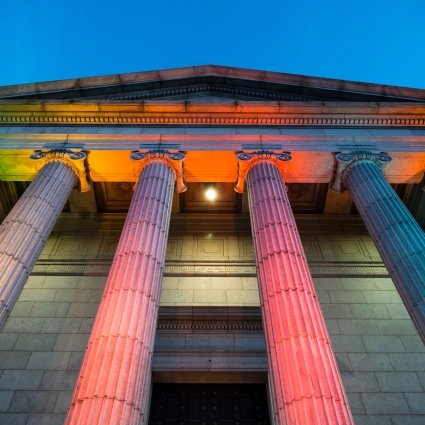 pillars of building with lighting