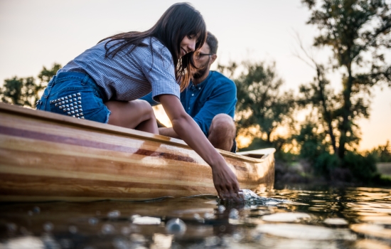 couple enjoying kayaking