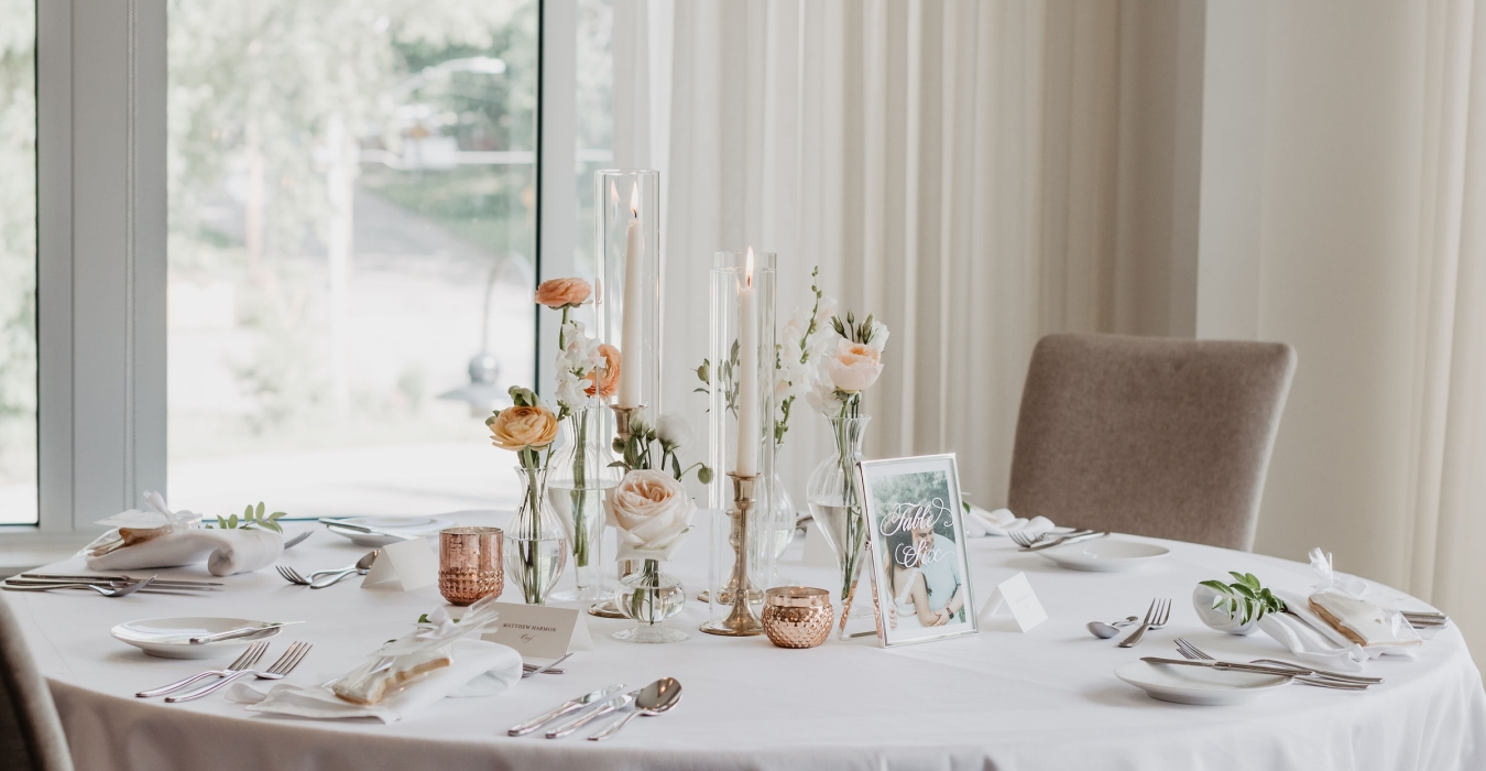 table decorated for wedding at the hotel landing