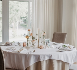 table decorated for wedding at the hotel landing