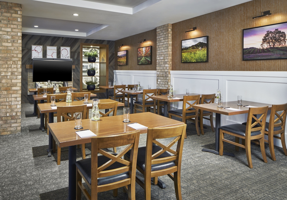Fireside room with tables and chair for events