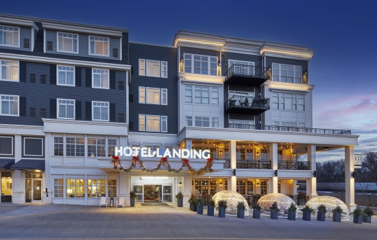 front entrance of hotel landing