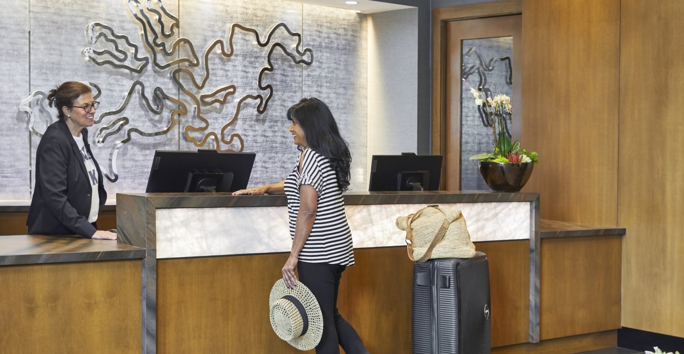 Guest checking in at The Hotel Landing