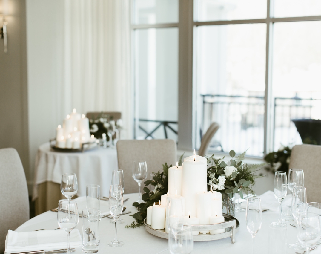 table decor with candles for wedding event