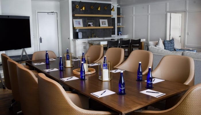 Boardroom table in the Presidential suite at The Hotel Landing
