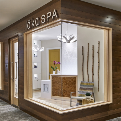 spa reception desk at the hotel landing