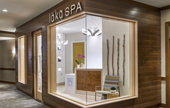 spa reception desk at the hotel landing