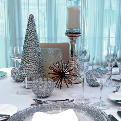 holiday decorations on a table
