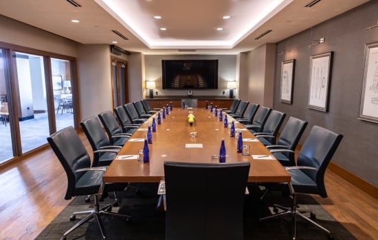 Boardroom with long table and chairs