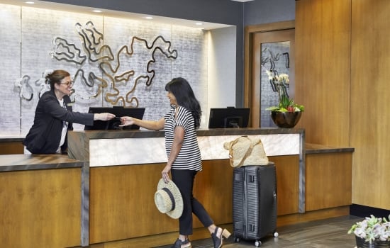 Guest checking in at The Hotel Landing