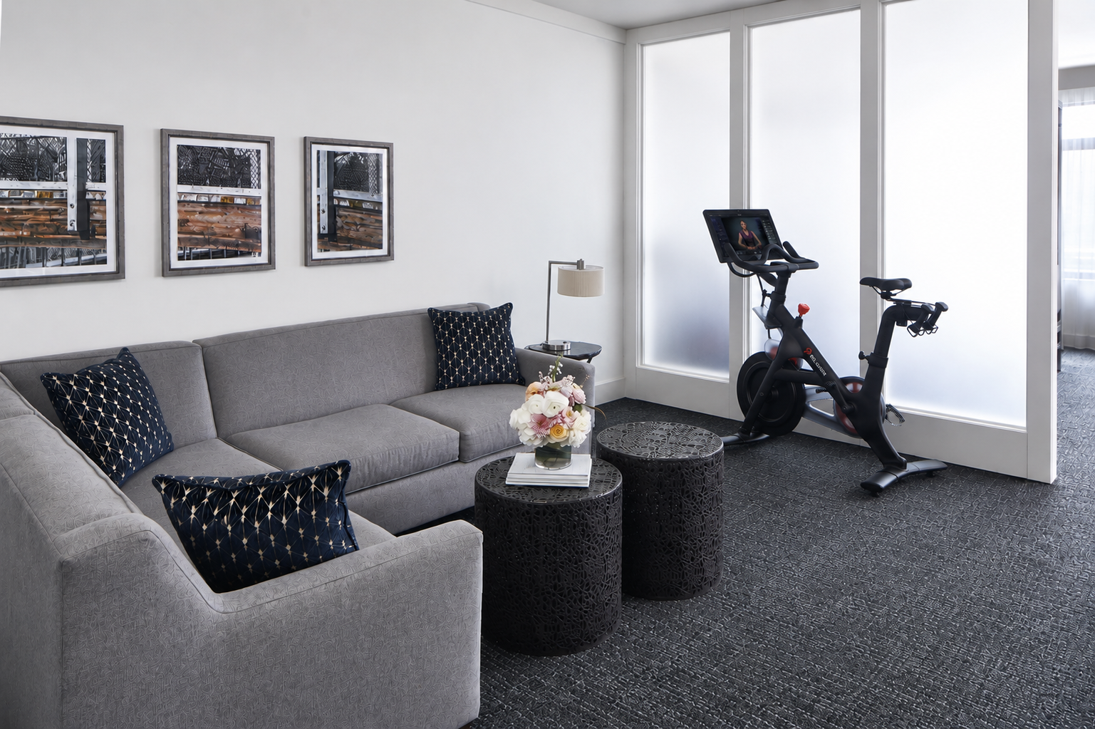 The Hotel Landing Wellness Suite Living Room with Peloton